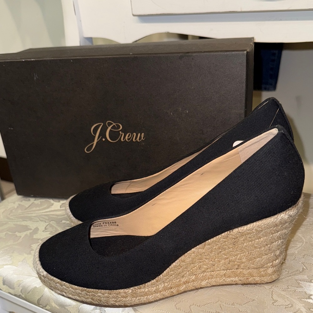 J. Crew Black Wedges--NIB